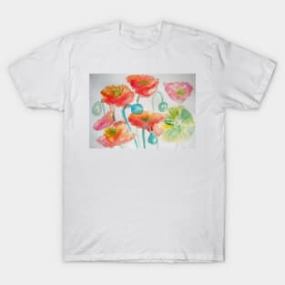 Poppy Watercolor Painting - Orange Iceland T-Shirt